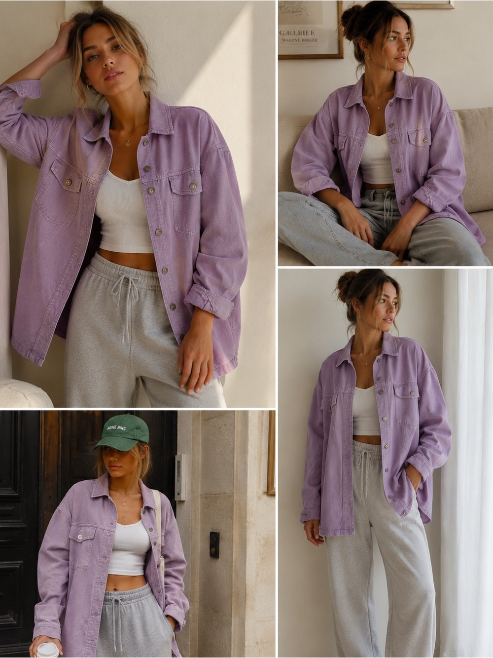 H&M Oversized Lavender Jean Jacket